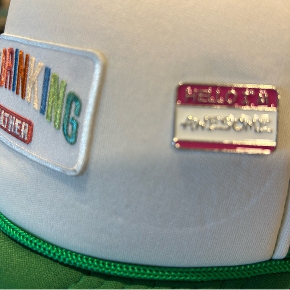 New Day Drinking Weather Green and White Trucker Hat - Picture 4 of 5